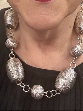 RARE Vintage Sterling 925 Large Watermelon & Round Bead Necklace 104G 17 1/2 HTF